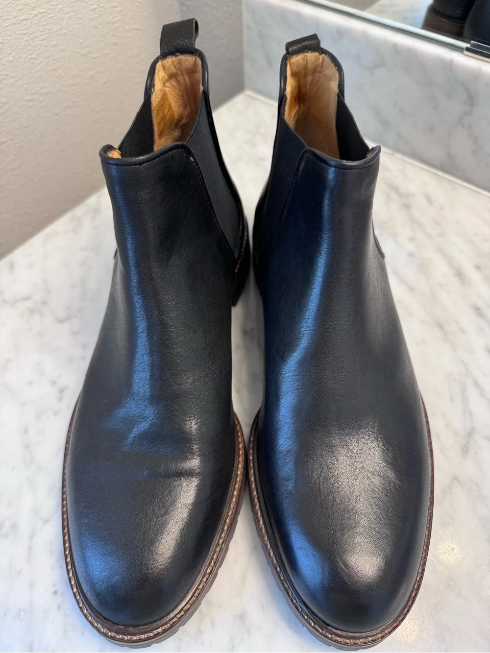 NWOT-Men's Black Chelsea Boots - Classic Slip-On Leather